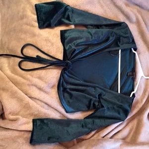 Forever 21 Velvet Cropped Wrap Top
